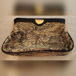 Vintage Cara Chenille Clutch, rare pattern/style